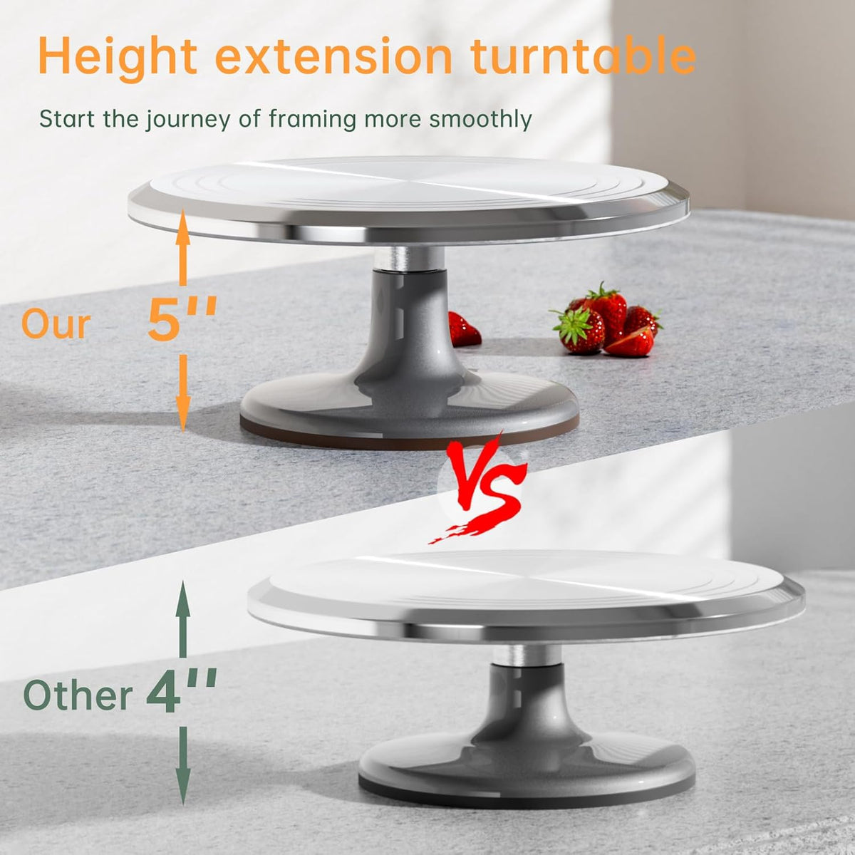 12 Inch Round Aluminum Revolving Cake Decorating Stand,Cake Turntable, Rotating Cake Stand,for Cake,Pastries and Cake Decorations