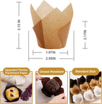 200pcs Tulip Cupcake Liners, Premium Muffin Liners Holders for Baking Cups, Greaseproof Cupcake Wrappers in Standard Size, Classic Parchment Paper Cupcakes Liner for Party, Christmas by JIRNGLA