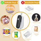 FEPPO Mini Bag Sealer, 2 in 1 Heat Sealer with Cutter, Portable Resealer Machine for Chip, Plastic Bags Food Storage Snacks (Batteries Included)
