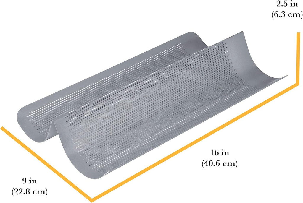 Chicago Metallic Commercial II Non-Stick Perforated French Bread Pan, Perfect for creating a crisp, golden-brown crust,