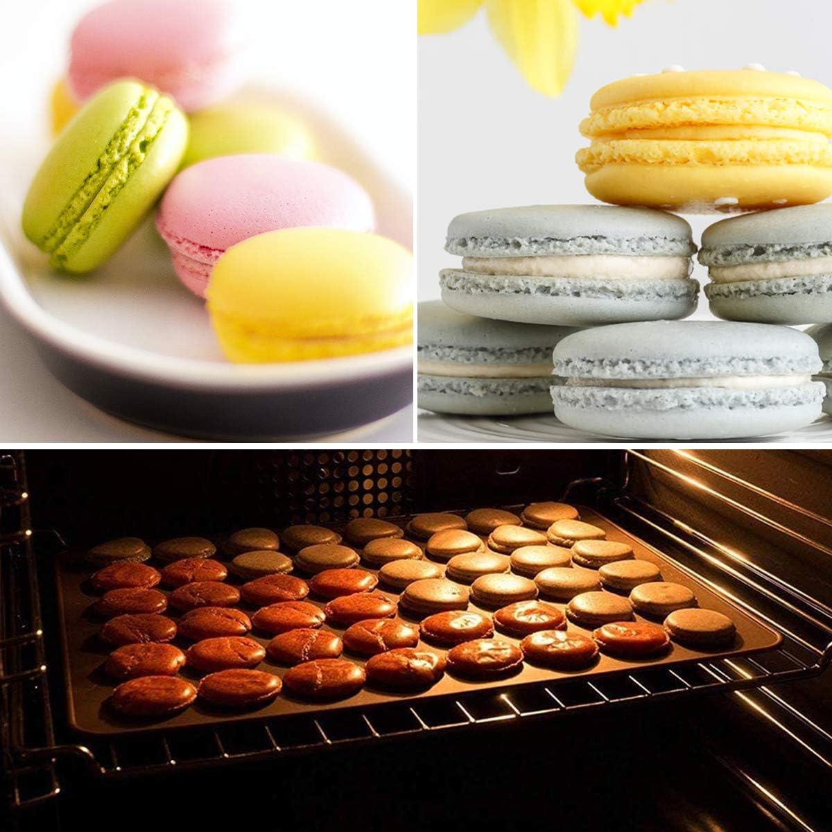 Silicone Macaron Baking Mats, 2 Non-Stick Silicone Baking Mats, Food Safe Baking Mat, Great For Macaron, Cookies, Bread, Pastry, Dessert (2Pcs 48Capavity)