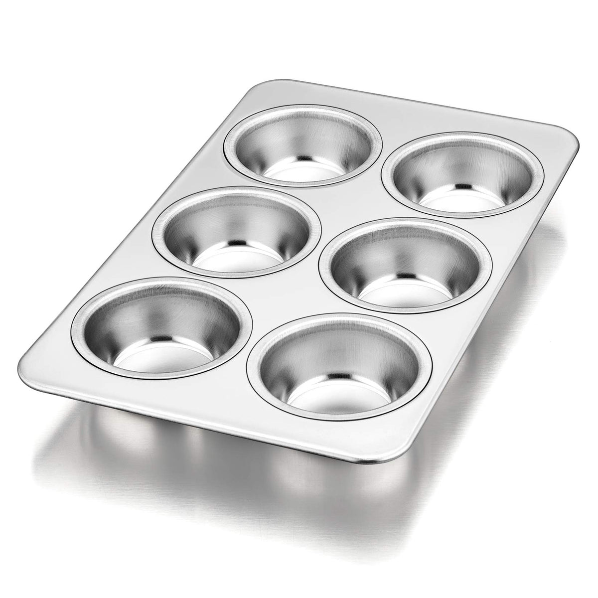 P&P CHEF Muffin Pan Cupcake Baking Pan Set, Stainless Steel Muffin Tin Tray for Mini Cake Tart Quiche, Oven & Dishwasher Safe, Non-toxic & Heavy-duty, (12 Cup, 2Pcs)