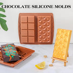 1 Inch Chocolate Bar Mold Deep Dubai Stuffed Chocolate Molds Silicone Large Break Apart Silicone Molds (Mix,2 Pcs）