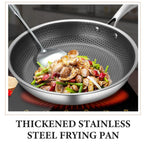 Yardwe Stainless Steel Wok Stainless Steel Cookware Flat Bottom Wok Stovetop Griddle Noodles Cooker Electric Stove Wok Deep Saute Pan Pot Nonstick Stainless Steel Griddle Pan Grilling Wok