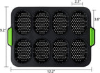 TOPZEA Set of 2 Silicone Baguette Pan, Nonstick French Bread Bake Mold, 8 Gutter Perforated Ham Burger Buns Sandwich Rolls Pans, 3 Wave Long Loaf Toast Mold Baking Tray for Oven Baker