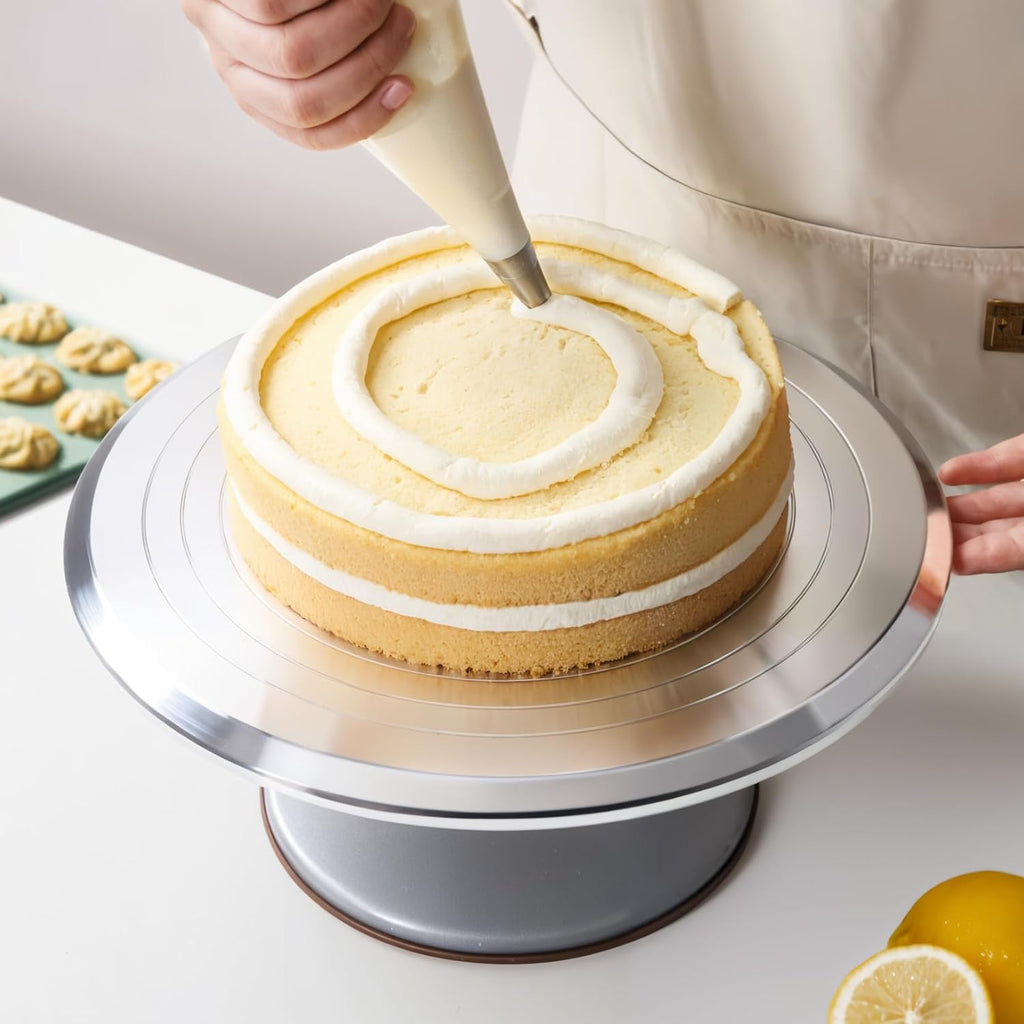 12 Inch Round Aluminum Revolving Cake Decorating Stand,Cake Turntable, Rotating Cake Stand,for Cake,Pastries and Cake Decorations