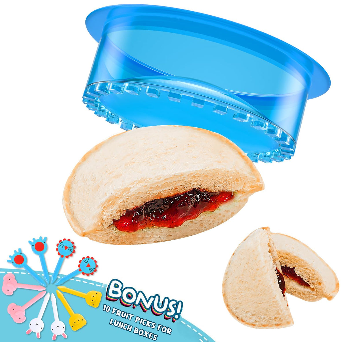 HiYZ Sandwich Cutter and Sealer - 5 PCS Decruster Sandwich Maker - Peanut Butter and Jelly Crustless Sandwich Bread Pancake Maker Cookie Cutter for Kids Children Boys Girls