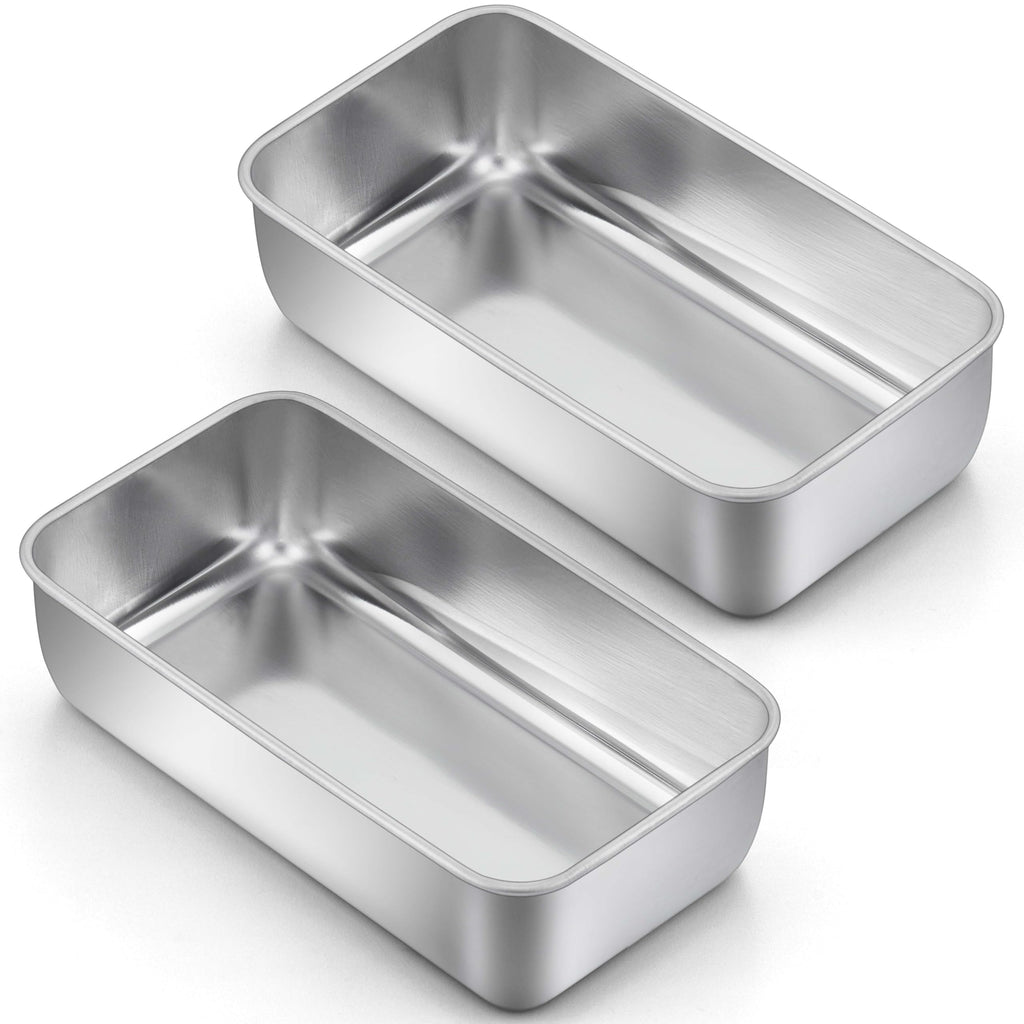 LIANYU 8 Pack 9x5 Loaf Pans for Bread Baking, Stainless Steel Baking Bread Pans, Small Loaf Tins for Homemade Brownies and Pound Cakes, Dishwasher Safe