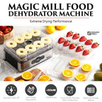 Magic Mill Food Suszarnia do żywności | 5 składanych tac ze stali nierdzewnej Suszarka do suszonego mięsa z cyfrowym regulowanym timerem i kontrolą temperatury - Elektryczna suszarka do żywności do owoców, warzyw, mięs i przysmaków dla psów