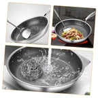 PRETYZOOM Omelet Pan Chinese Wok Stovetop Pot Frying Strainer Oven Fryer Flat Bottom Pans Schfer Noodles Cooker Large Honeycomb Wok Non Griddle Wok for Electric Stove Silver Stainless Steel