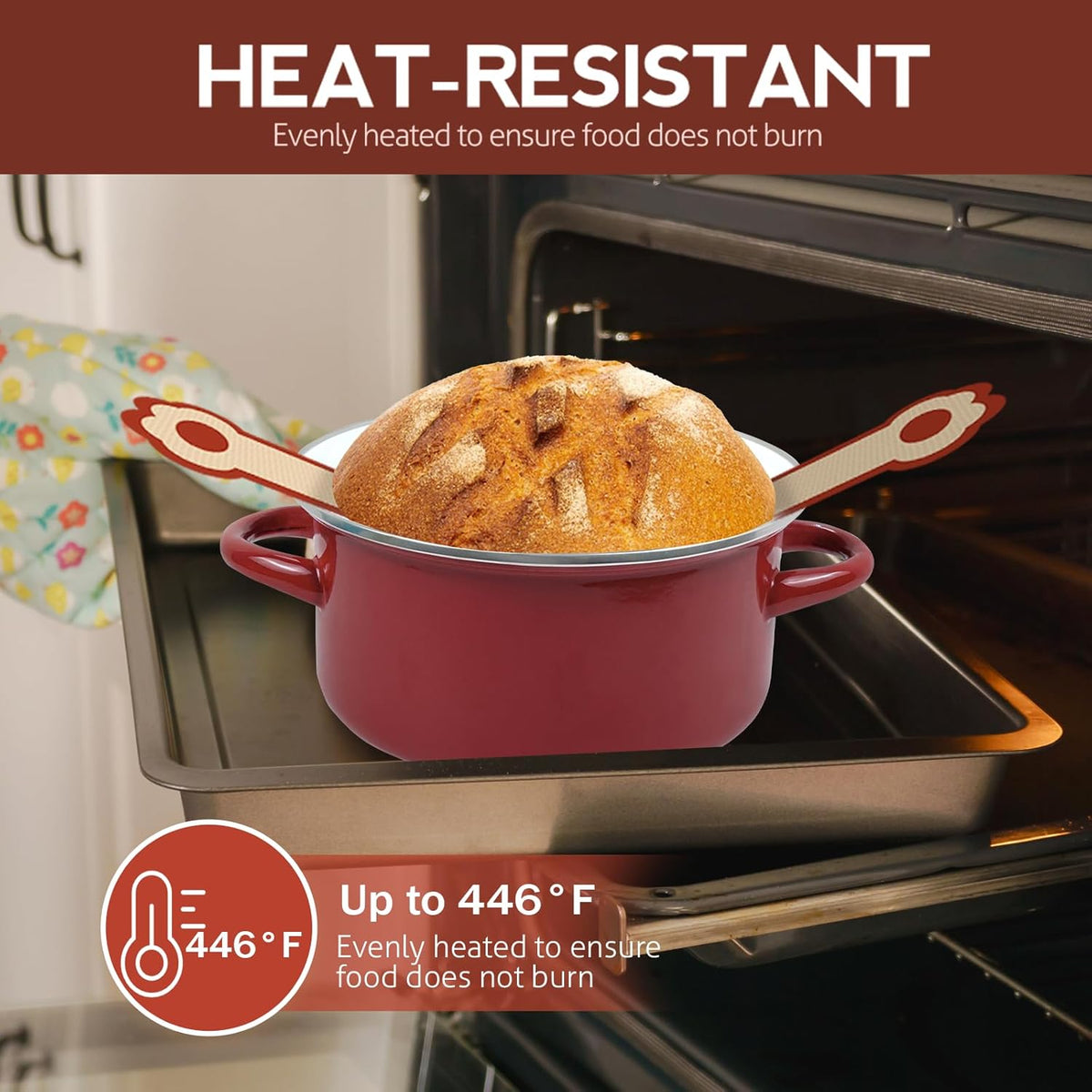 Silicone Bread Sling, 2 Pack Non-Stick & Easy to Clean Reusable Bread Sling for Dutch Oven with Cute Long Handles, Easy and Stable to Transfer Sourdough Bread