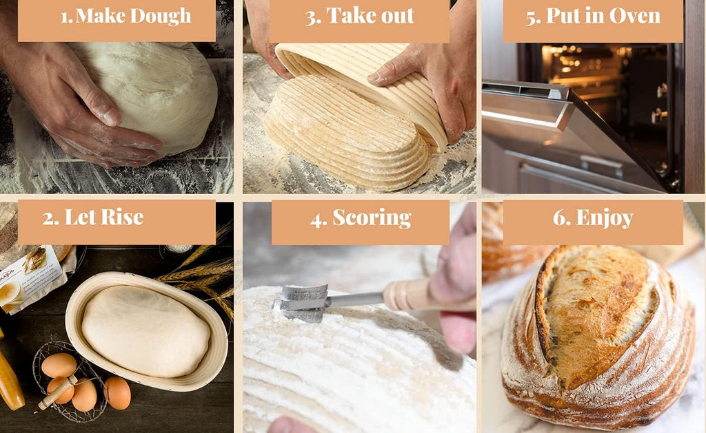 (10 x 6 x 3.5 inch) Banneton Bread Proofing Basket Oval Liner SUGUS HOUSE Brotform Dough Rising Baking Bowl Dough Gifts for Bakers Proving Baskets for Sourdough