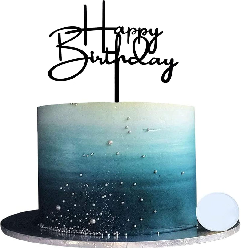 10 PCS Black Happy Birthday Cake Topper Acrylic Cupcake Topper A Series of Birthday Cake Supplies Decorations