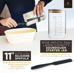 Sourdough Starter Kit, Silicone Banneton Bread Proofing Basket Set, Sourdough Bread Baking Supplies, Bread Making Kit for Sourdough Proofing with Bread Baking Bowl for Artisan Breads (Yellow)