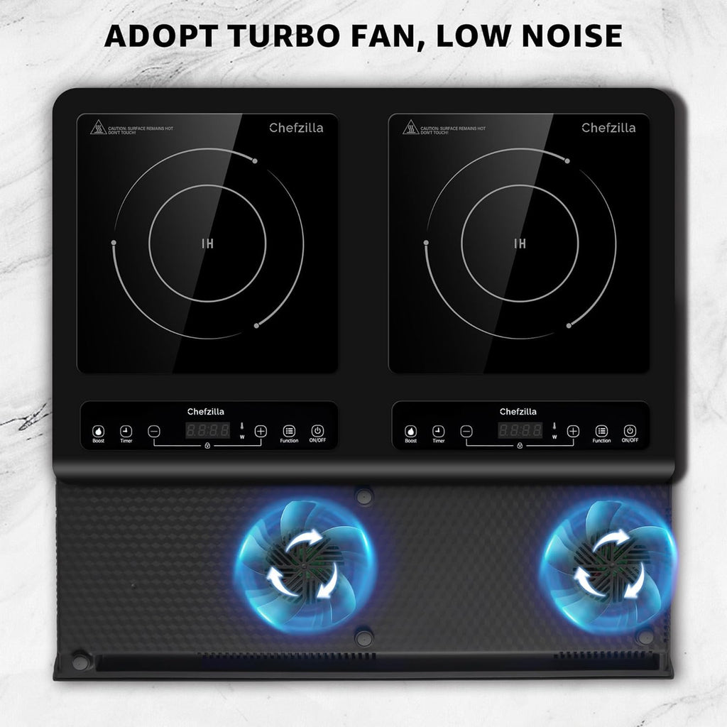 Induction Cooktop 2 Burner, 1800W Double Induction Cooktop with 10 Power & Temp Settings, Dual Induction Burner with Booster Function and 4-Hour Timer, Electric Induction Stove with Child Safety Lock