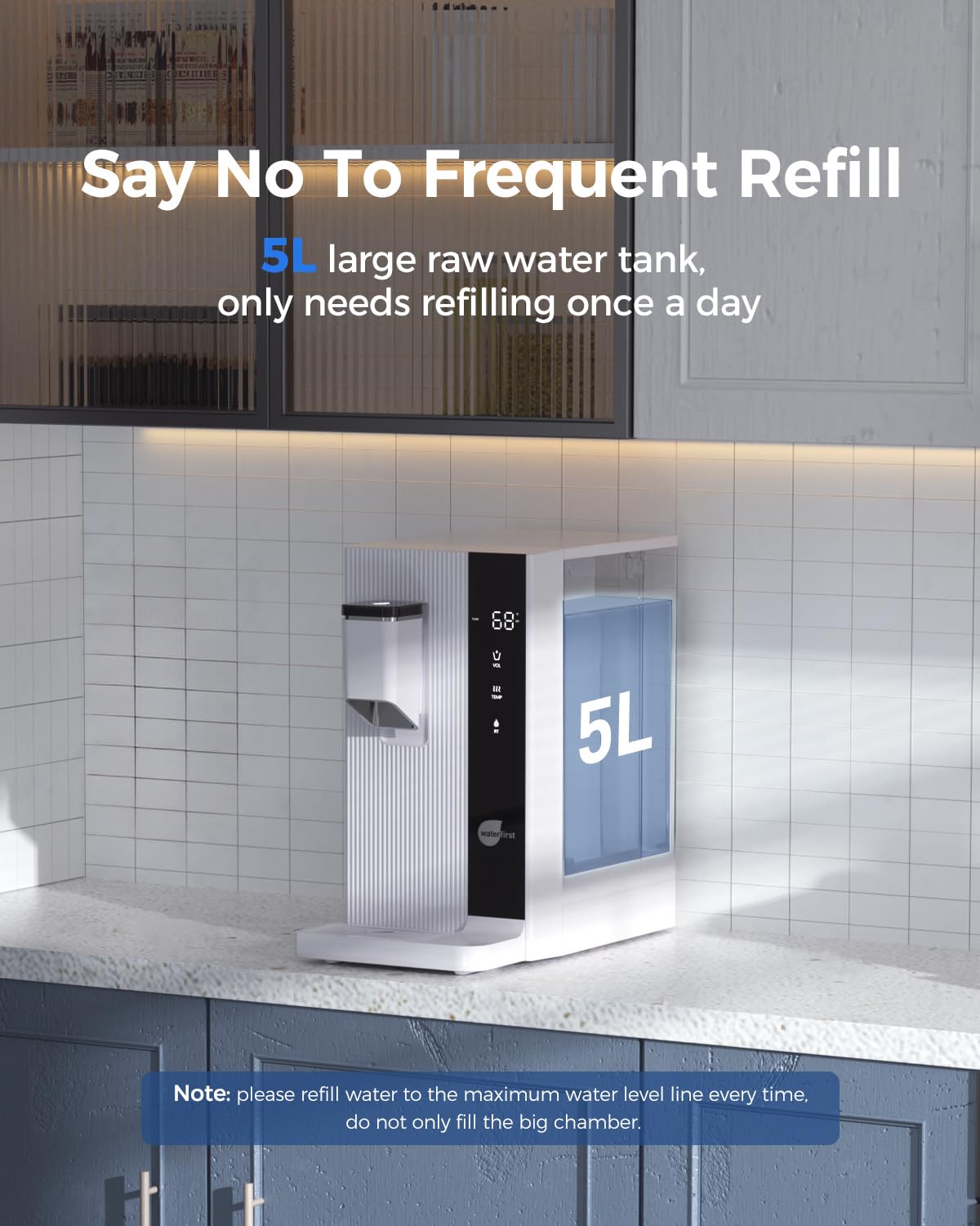 WaterFirst Reverse Osmosis Water Filter Countertop, RO Filtration System with 3S Hot, NSF/ANSI 58, SGS, EPA, 5 Stage Purifier for Family, Office, No Installation,Reduce PFAS(Dr.Water)