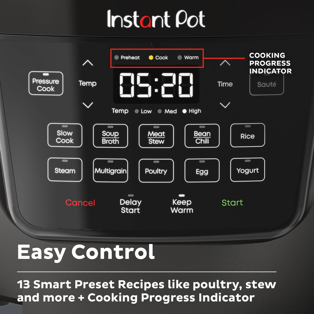 Мультиварка Instant Pot RIO з широким дном, 7,5 кварти, велике дно для обсмажування, тихе вивільнення пари, електрична мультиварка 7-в-1, скороварка, мультиварка, рисоварка, пароварка, смаження, йогурт та підігрівач