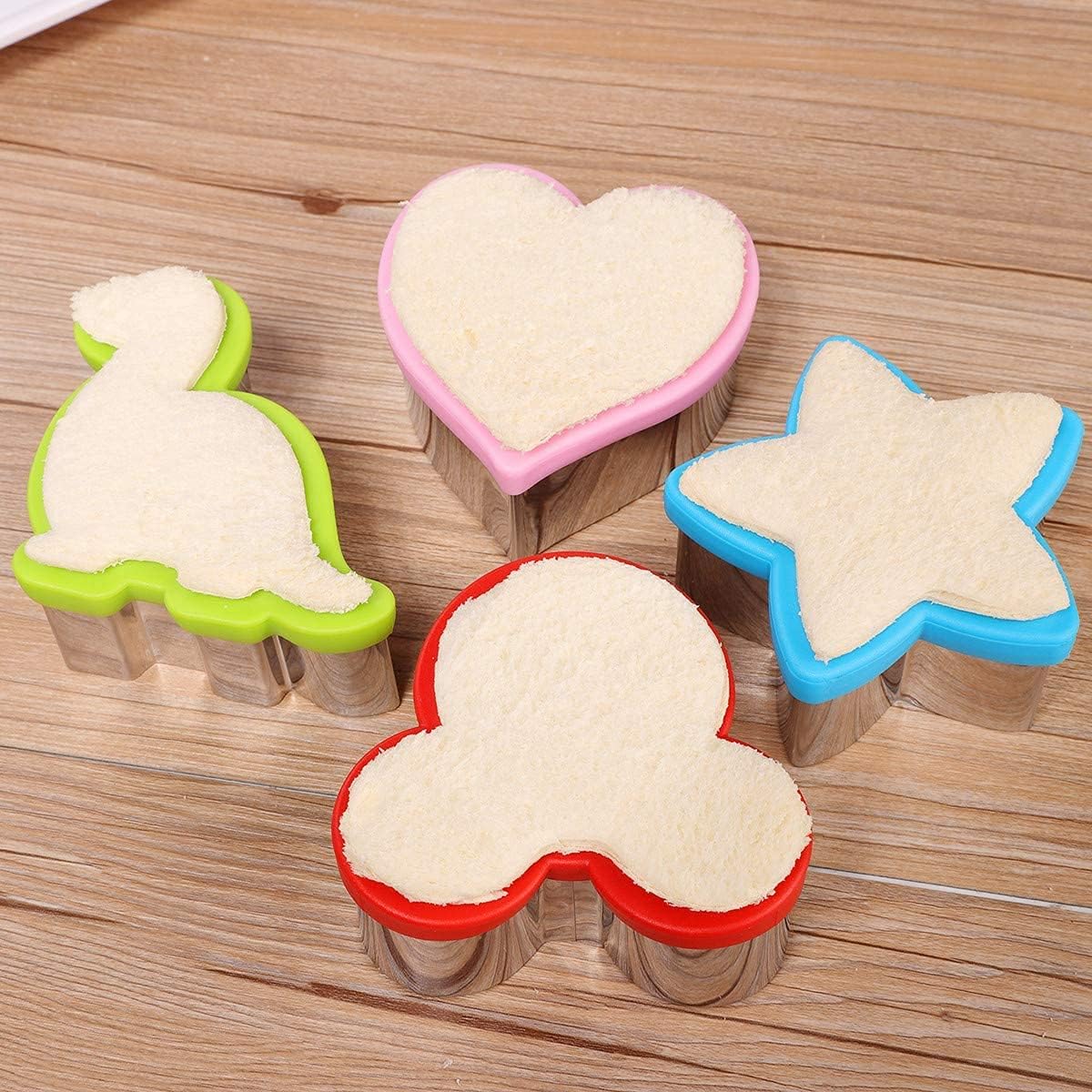 Sandwiches cookie Cutter set,Mouse & Dinosaur & Heart & Star Shapes Sandwich Cutters Cookie Cutters Vegetable cutters-Food Grade Cookie Cutter Stamps Mold Decorate Food