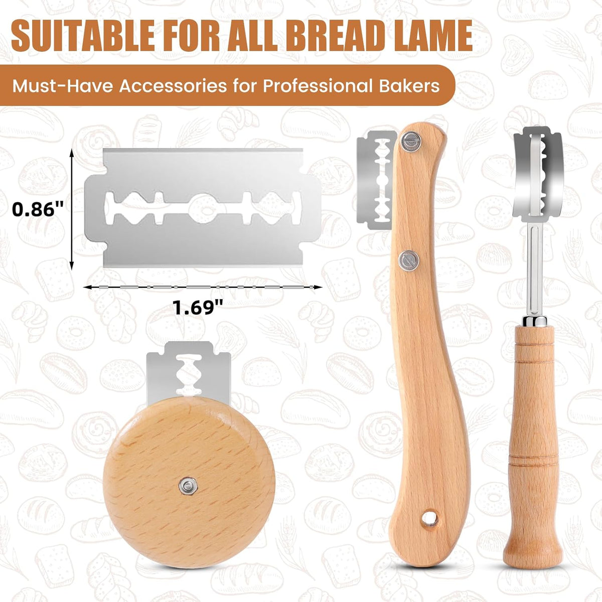 Bread Lame Blades Refill – Stainless Steel Scoring Blades for Perfect Bread Art, Suitable for Slicing and Scoring Sourdough, Baguettes, and More (20 Blades)
