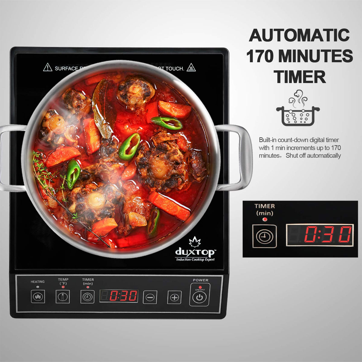 Duxtop 1800W Portable Induction Cooktop Countertop Burner, Black 9100MC/BT-M20B