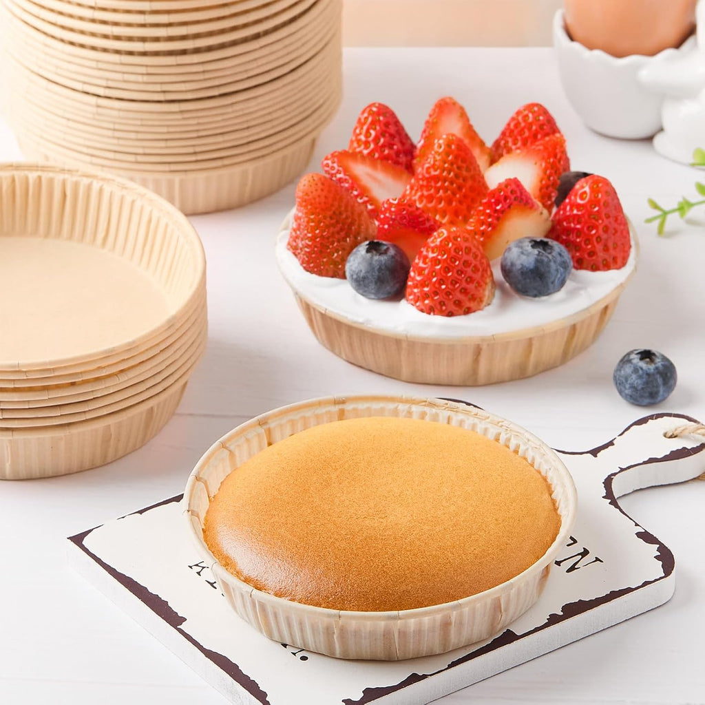 50 Pcs Mini Tart Pans for Baking, 4 Inch Disposable Paper Pie Pans for Individual Small Pies, Tarts, Quiche, Cakes, Breakfast Sandwiches, Desserts, Cinnamon Rolls