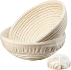 Banneton Bread Proofing Basket Banneton Basket Set Sourdough Proofing Basket Round Proofing Bowls Handmade Rattan Baskets and Liners (Round 9 inch set of 2)