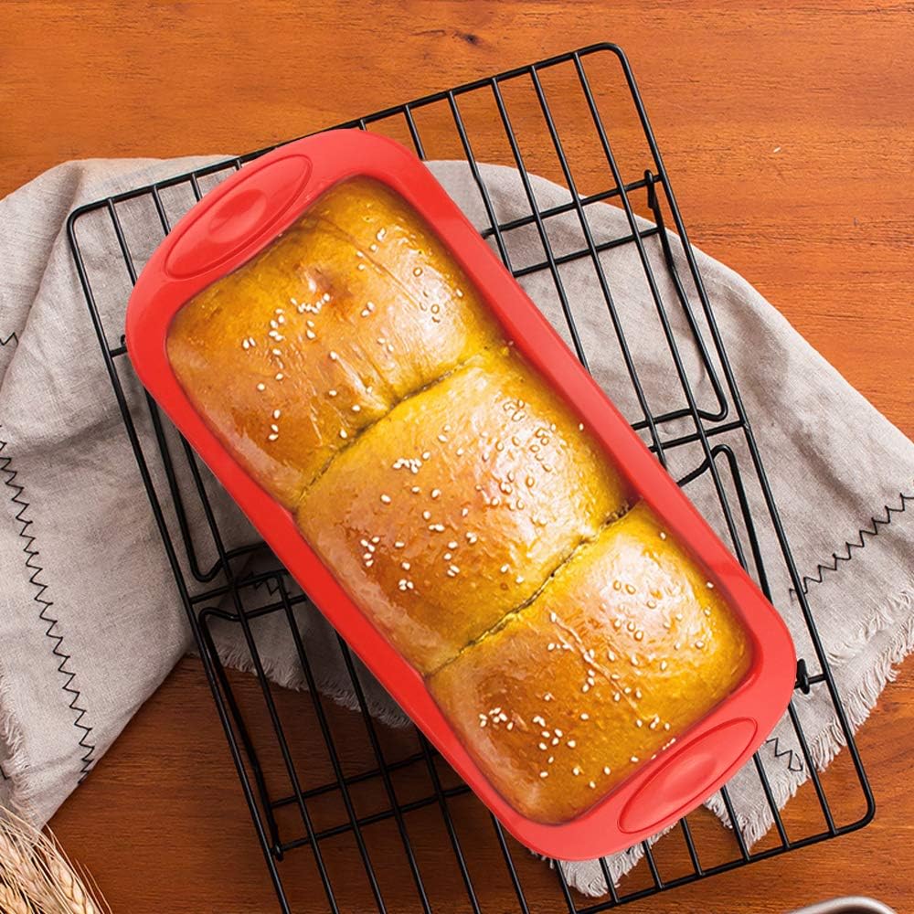 SILIVO 4 Pack Mini Loaf Pans - Nonstick Silicone Bread Baking Pans for Small Loaf and Meatloaf - 5.7x2.5x2.2 Inch