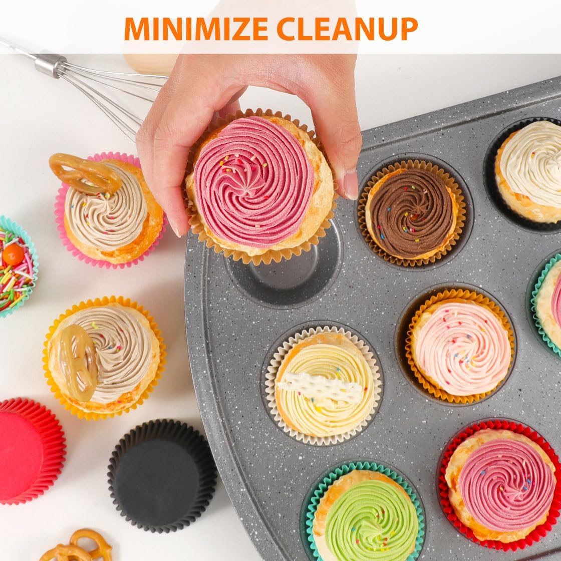 Standard White Cupcake Liners for Baking 200 Counts - Caperci Greaseproof Muffin Baking Cups for Wedding Birthday Party Baby Shower Festivals (White)