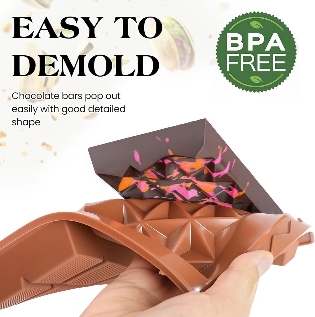 1 Inch Chocolate Bar Mold Deep Dubai Stuffed Chocolate Molds Silicone Large Break Apart Silicone Molds (Mix,2 Pcs）