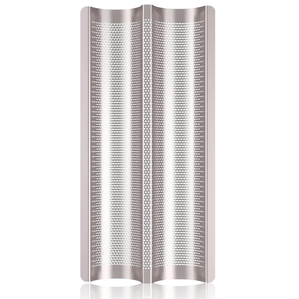 Baguette Pans for Baking 15" x 11", Carbon Steel 3 Loaf Nonstick Baguette Baking Tray for French & Italian Perforated French Bread Pan