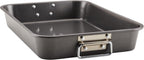 Farberware Bakeware Nonstick Steel Roaster with Flat Rack, 11-Inch x 15-Inch, Gray