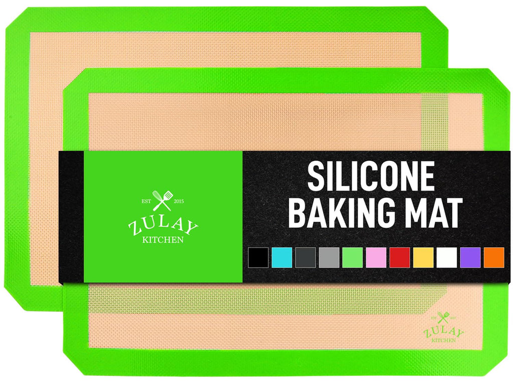 Zulay Kitchen 16.5"x11.6" 2-Pack Silicone Baking Mat - Reusable Nonstick Baking Sheet - Dark Gray