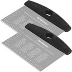 Ourokhome Dough Pastry Bench Cutter Scraper, Stainless Steel Pizza Cutter for Kitchen Baking, Dishwasher Safe, Anti-Wear Laser-Engraved Measuring Scale and Conversion Chart, 2 Pack, Black