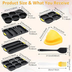 8 Pcs Silicone Baguette Hamburger Bun Baking Pan Set 4 6 9 Cup French Bun Mold 3 Cup Nonstick Baguette Bread Pan with Tool for Homemade Bread Loaf Sandwich Microwave