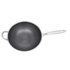 12-calowa patelnia wok ze stali nierdzewnej z pokrywką, powłoka plastra miodu, woki i patelnie do smażenia, nieprzywierający wok, zestaw indukcyjny, chiński wok, bez powłoki chemicznej, do indukcji, elektryczności, gazu, halogenu