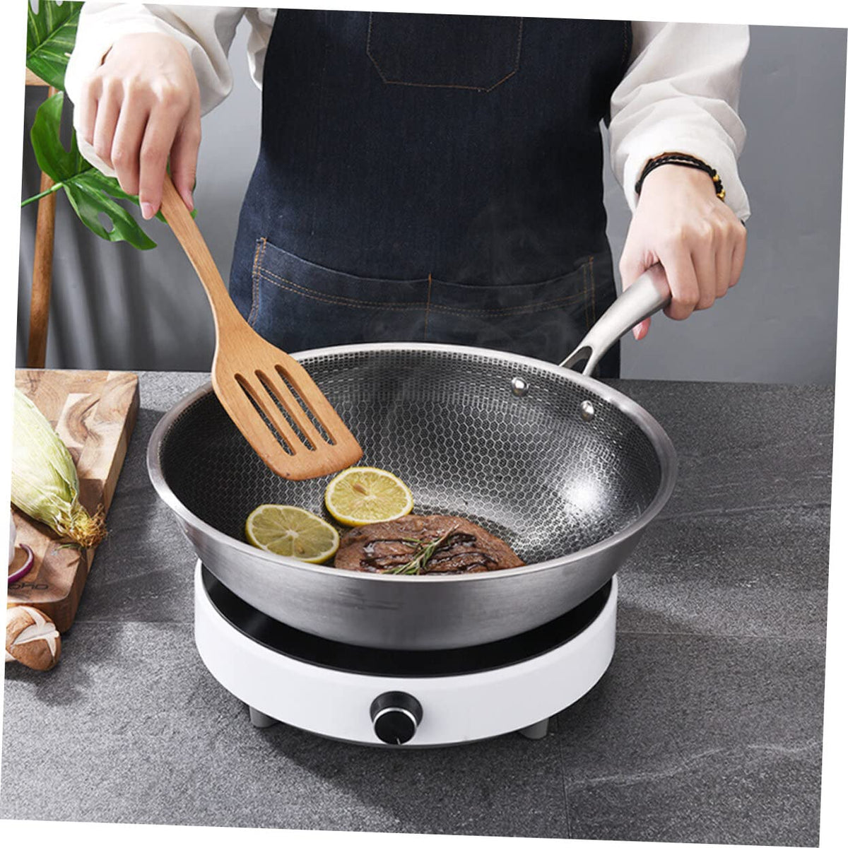 Yardwe Stainless Steel Wok Pan, Nonstick, 150"