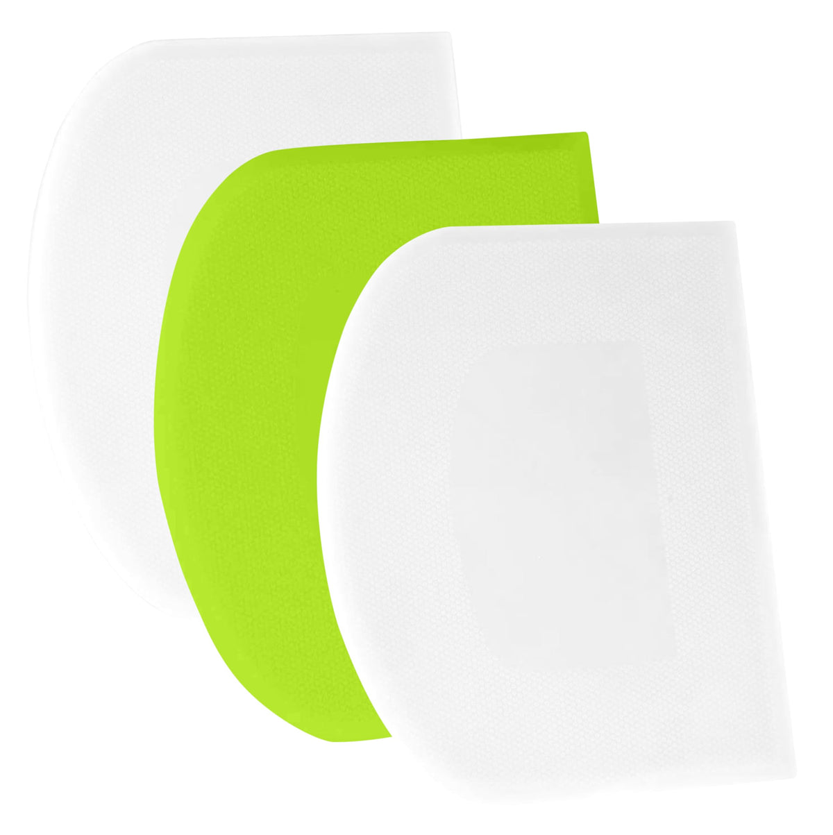 SURDOCA Dough Scraper Bench Scraper - 3P 4.7x3.7" Plastic Flexible Bowl Scraper, Sharp Edge & Angles Cake Scraper. Non-Slip Bakeware Decorating Tools Sculpting & Modeling Tools - Green+White+Green