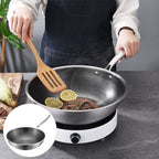 Yardwe Stainless Steel Wok Stainless Steel Cookware Flat Bottom Wok Stovetop Griddle Noodles Cooker Electric Stove Wok Deep Saute Pan Pot Nonstick Stainless Steel Griddle Pan Grilling Wok
