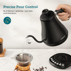 Czajnik elektryczny COSORI z gęsią szyją i 5 ustawieniami temperatury, czajnik do zaparzania kawy i herbaty, bojler na gorącą wodę, wewnętrzna pokrywa i spód ze stali nierdzewnej w 100%, 1200 W/0,8 l