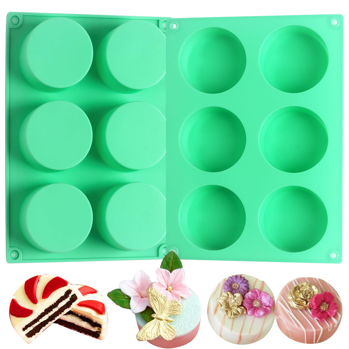Sidosir 3Pcs Oreo Cookie Chocolate Silicone Mold, 12-Cavity Round Cylinder Oreo Chocolate Cover Molds for Candy, Silicone Baking Molds for Mini Cakes, Jelly