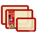 Silicone Baking Mat, Katbite Large Baking Mat Set of 3-2 Half Sheets Mats (11 5/8" x 16 1/2") + 1 Quarter Baking Sheets, Reusable & Nonstick Bakeware Mats for Cookies, Macarons, Bread and Pastry
