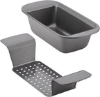 Rachael Ray Bakeware Meatloaf/Nonstick Baking Loaf Pan with Insert, 9 Inch x 5 Inch, Gray