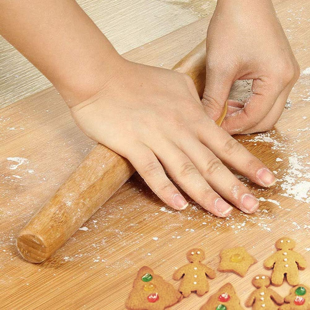 Classic French Rolling Pins Bamboo Wooden Rolling Pin for Baking Pizza Dough Pie Cookie, 13-Inch