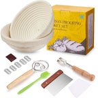Banneton Bread Proofing Basket Banneton Basket Set Sourdough Proofing Basket Round Proofing Bowls Handmade Rattan Baskets and Liners (Round 9 inch set of 2)