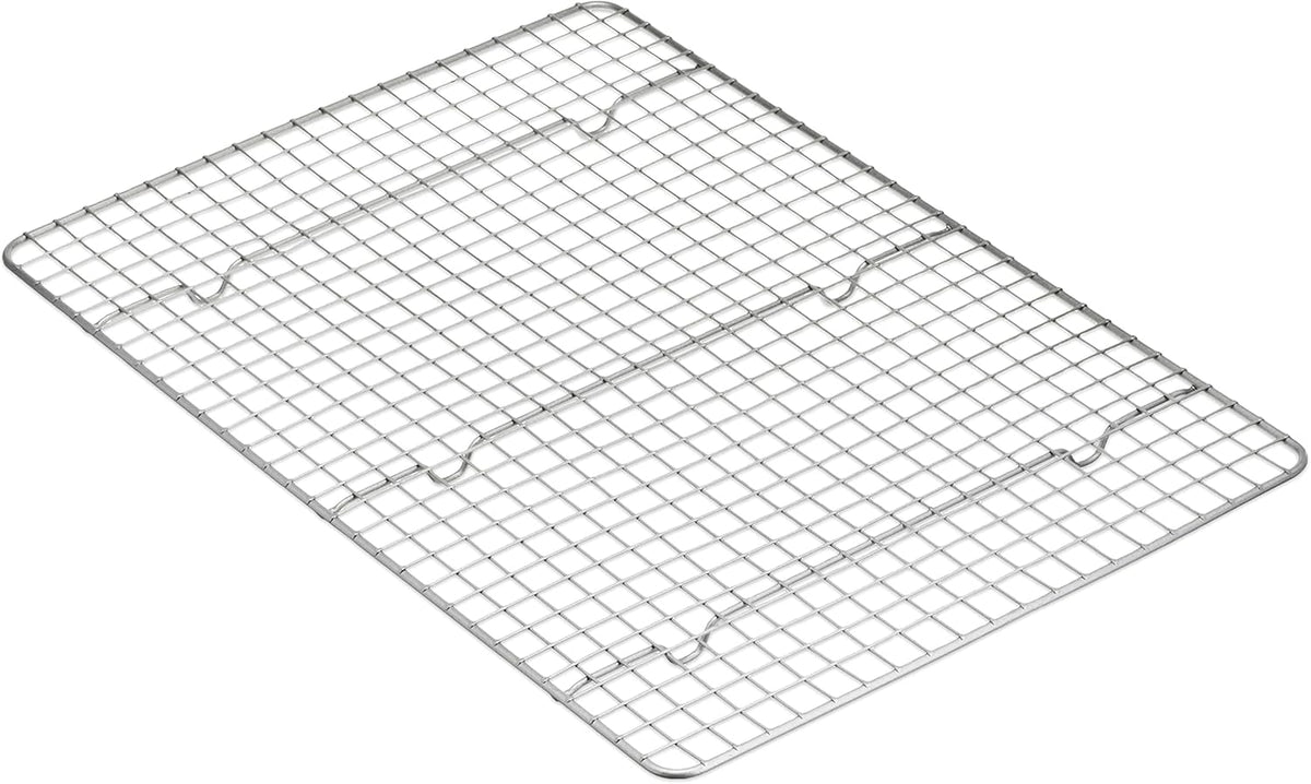 Amazon Basics Ceramic Nonstick Baking Sheets & Cooling Rack Set, Non-Toxic, Half Sheet Size, 2-Pack, Gray