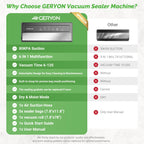 GERYON Vacuum Sealer, Vacuum Sealer Machine for Food Storage with Sealer Bags & Roll, Automatic Food Sealer for Sous Vide, Compact Design, LED Lights, Easy to Clean, Dry & Moist Modes (Silver)