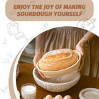 Sourdough Proofing Basket Gift Set, 9" Round and 10" Oval Banneton Bread Baking Supplies, Sourdough Baskets with Bread Lame, Danish Whish, Bowl Scraper, Sourdough Scraper, and Linen Liners