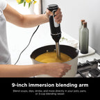 Mikser ręczny Ninja, blender ręczny, system miksera Foodi Power Mixer, 750-watowy szczytowy ręczny blender do emulsji i elektryczny mikser ręczny Combo z trzepaczką, ubijaczkami i 3-filiżankowym pojemnikiem do mieszania, 120 woltów, czarny CI101
