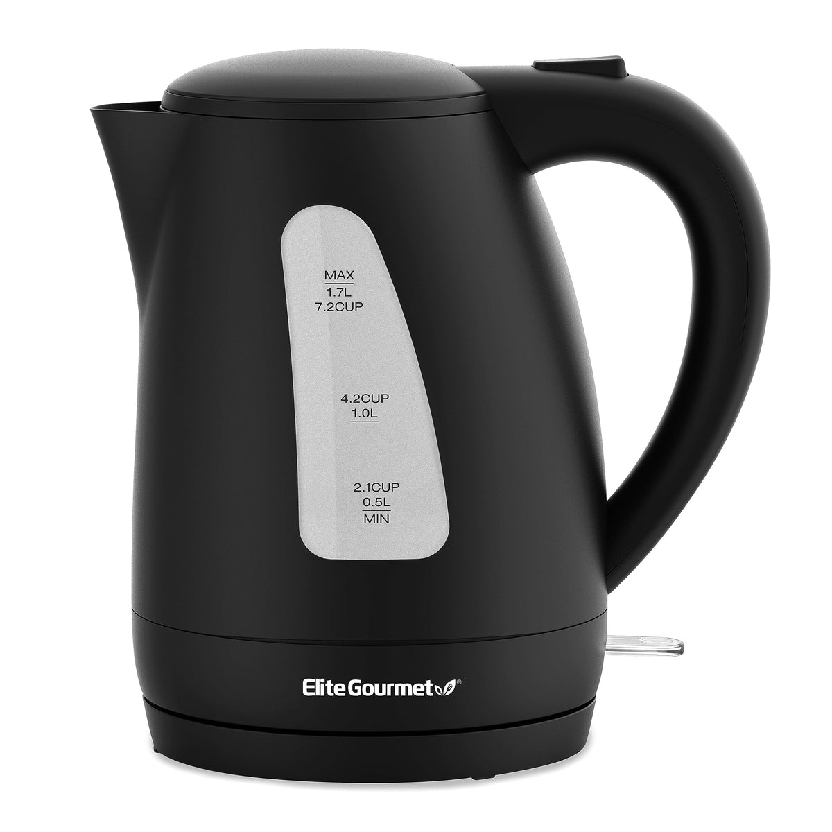 Електричний чайник Elite Gourmet EKT8690 1,7 л, водонагрівач, 1500 Вт, бойлер, без BPA, швидке кип'ятіння, віконце рівня води та автоматичне вимкнення, чорний