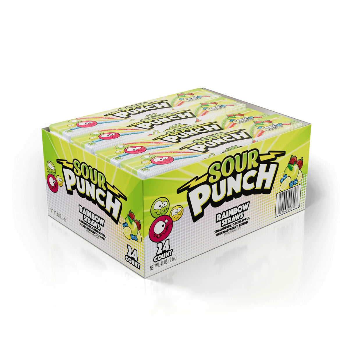 Sour Punch Straws, Sweet & Sour Flavored Soft, Chewy Candy, Tray, Blue Raspberry , 2 Ounce (Pack of 24)